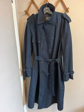 Vintage Eaton Mens Double Breasted Belted Trench Coat Dark Navy 42 Tall
